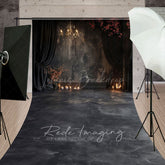Lofaris Medieval Black Dark Room Candle Light Sweep Backdrop